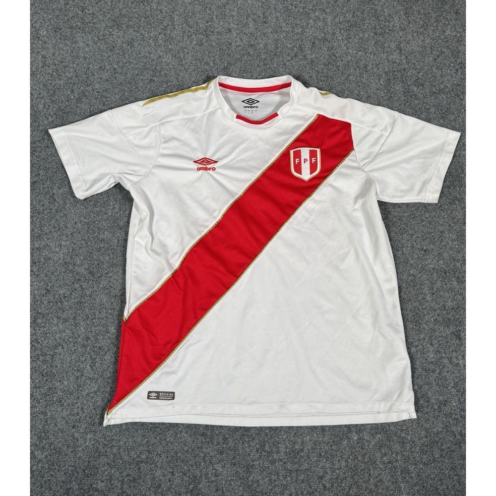 Peru National Team Home 2018 World Cup Umbro Authentic Jersey Men's Size Large